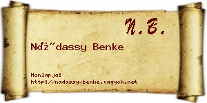 Nádassy Benke névjegykártya